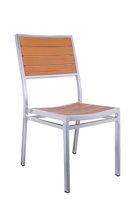 Outdoor Aluminum Chair with Imitation Teak Slats