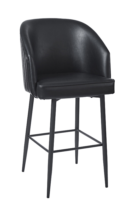 Black Barrel Barstool with Steel Legs