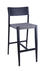 Black Aluminum Barstool with Terylene Fabric Seat for Outdoor Use