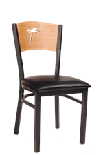 Palm Tree Back Metal Chair with Vinyl/ Veneer/ Wood Seat Options