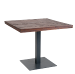 Indoor Steel Table with Walnut Color Elm Wood Top, Steel Legs in Black Finish
