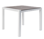 36" x 36" Indoor/ Outdoor Square White Powder Coated Aluminum Table with Alum Legs