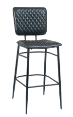 Black Steel Bar Stool with Black Vinyl Back & Seat