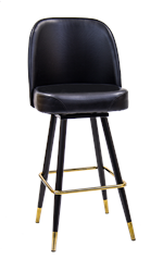 Swivel Barstool with Extra Large Black Vinyl Bucket Seat
