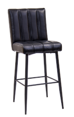 Indoor Metal Bar Stool with Black Vinyl Back & Seat