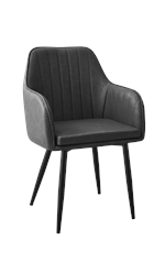 Black Steel Armchair with Grey Vinyl Seat