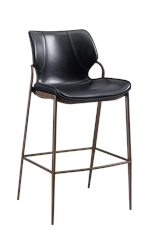 Indoor Wood Grain Frame Metal Barstool w/ Black Vinyl Seat