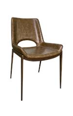 Wood Grain Metal Chair with Tan Brown Vinyl Back & Seat for Indoor Use