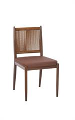 Indoor Brown Terylene Vertical Weave Metal Side Chair with Padded Seat