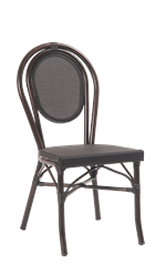 Aluminum/ Synthetic Rounded Wicker Chair in Bamboo-looking Finish, Stackable