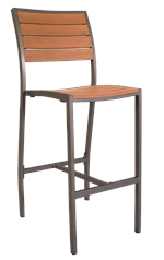 Aluminum Bar Stool with Imitation Teak Slats, Rust Color Frame