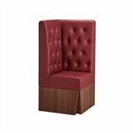 24"L x 46"H Corner Booth Unit, Diamond Tufted Burgundy Vinyl & Walnut Melamine Base