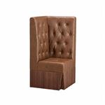 24"L x 46"H Corner Booth Unit, Diamond Tufted Brown Vinyl & Walnut Melamine Base