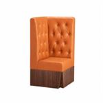 24"L x 46"H Corner Booth Unit, Diamond Tufted Orange Vinyl & Walnut Melamine Base