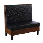 Melamine Single Booth w/ Diamond Tufted Back & Padded Black Vinyl Seat