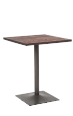24"X24" Indoor Steel Table with Elm Wood Top in Gun Color Coating