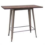 23"x48" Indoor Bar Height Table & Walnut Color Elm Wood Top
