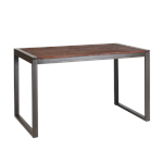 27.5"x48" Indoor Steel Table with Walnut Color Elm Wood Top, Steel Legs in Dark Gun Color Coating