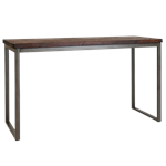 27.5 x 72 Indoor Steel Bar Height Table with Walnut Color Elm Wood Top, Steel Legs in Dark Gun Color Coating