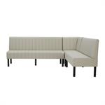 L-Shaped Cream Upholstered Channeled Booth – 72", 48", and 24" Corner Configuration