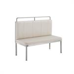 47"L x 42"H Single Stainless Steel Booth with Cream Padded Vinyl Seat and Vertical Tufted Back