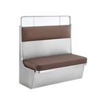 47"L x 48"H Retro Single Stainless Steel Booth with Two-Tone Brown and Cream Padded Vinyl Seat