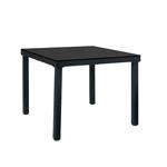 36" x 36" Indoor/ Outdoor Black Steel Table with 1.5" Umbrella Hole, Black Imitation Teak Slat Top