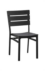 Outdoor Metal Chair with Black Imitation Teak Slat Back & Seat