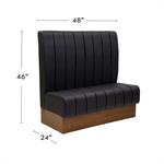 48"L Veneer Wood Booths in Black, Vinyl Padded Seat & Back