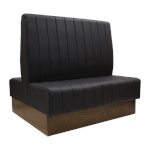 48"L Veneer Wood Double Booth in Black, Vinyl Padded Seat & Back