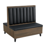Veneer Wood Frame, 8 channel Back Double Booths w/ Black Vinyl Back & Seat