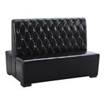 60L x 44H Black Double Booth with Vinyl Back & Seat, Wood Frame