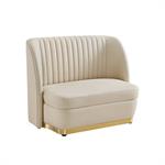 36"H x 48"L Wood Framed Single Booth with Cream Vinyl Upholstery and Gold Accent